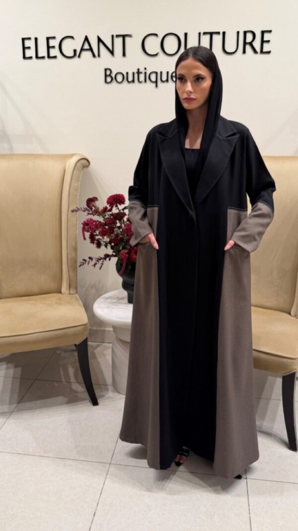 BROWN SIDED POCKET ABAYA