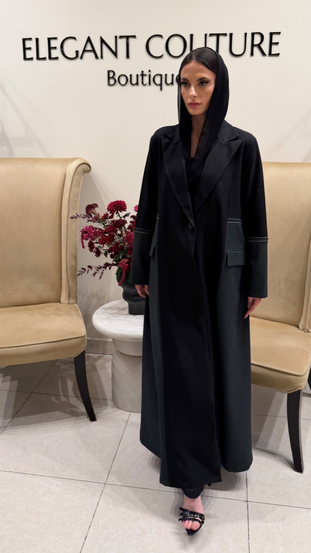 GREEN SIDED POCKET ABAYA