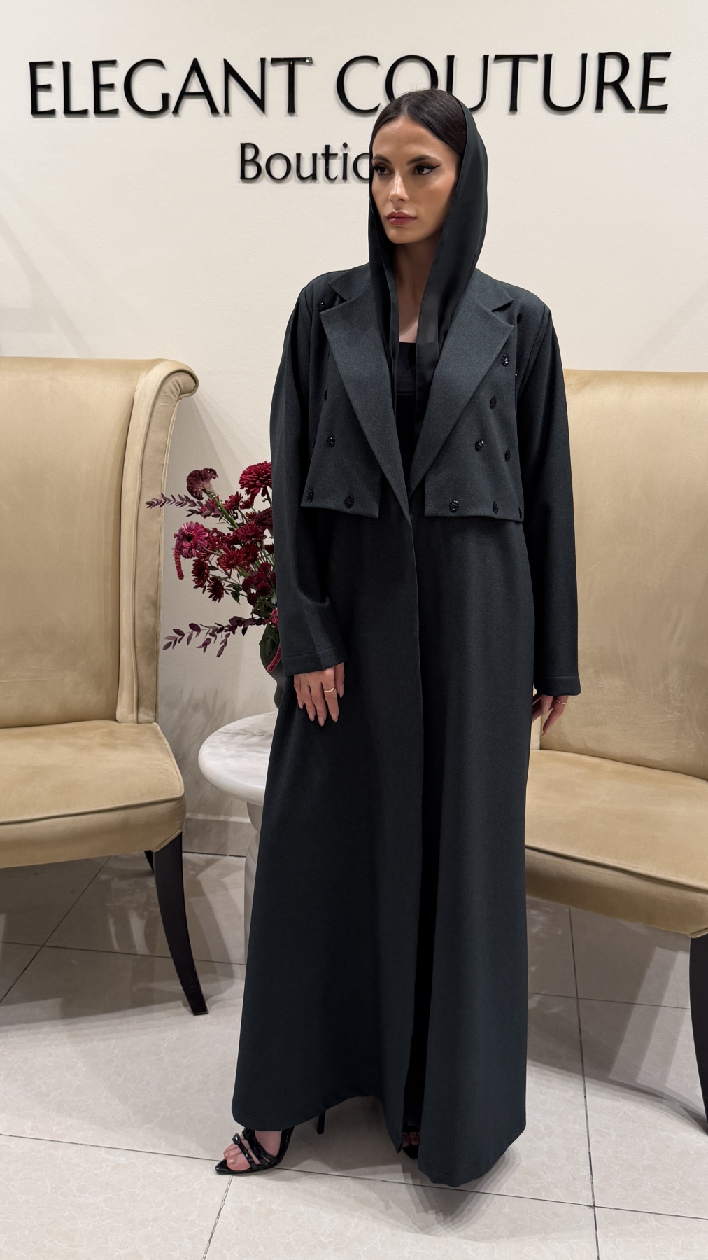 GREEN VEST STYLE WITH SHACK ABAYA
