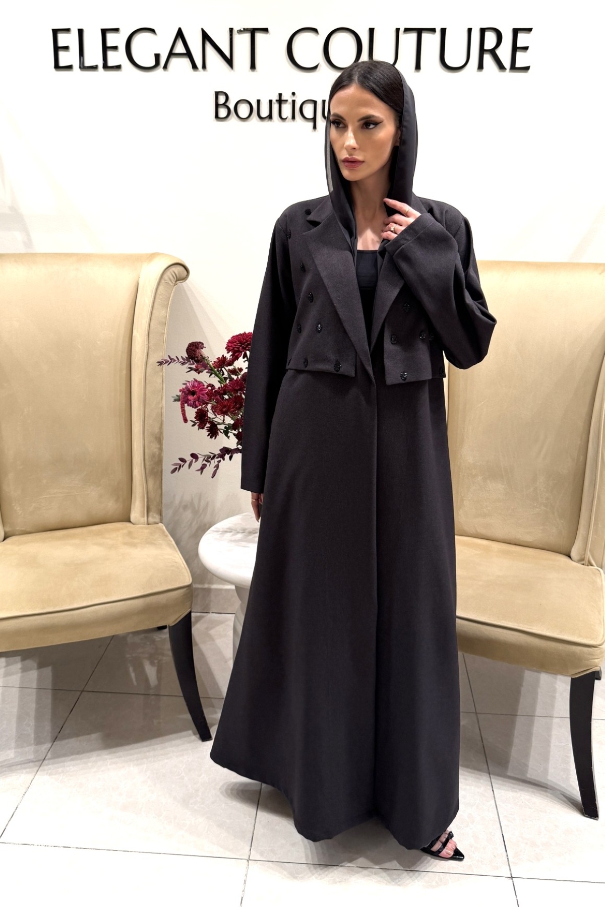 GREY VEST STYLE WITH SHACK ABAYA