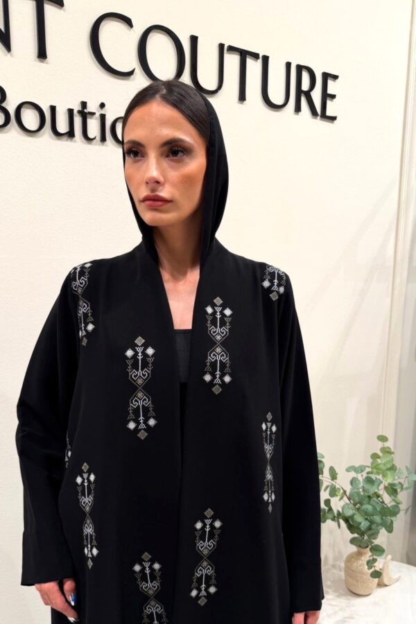 BLACK WITH GREEN EMBROID ABAYA