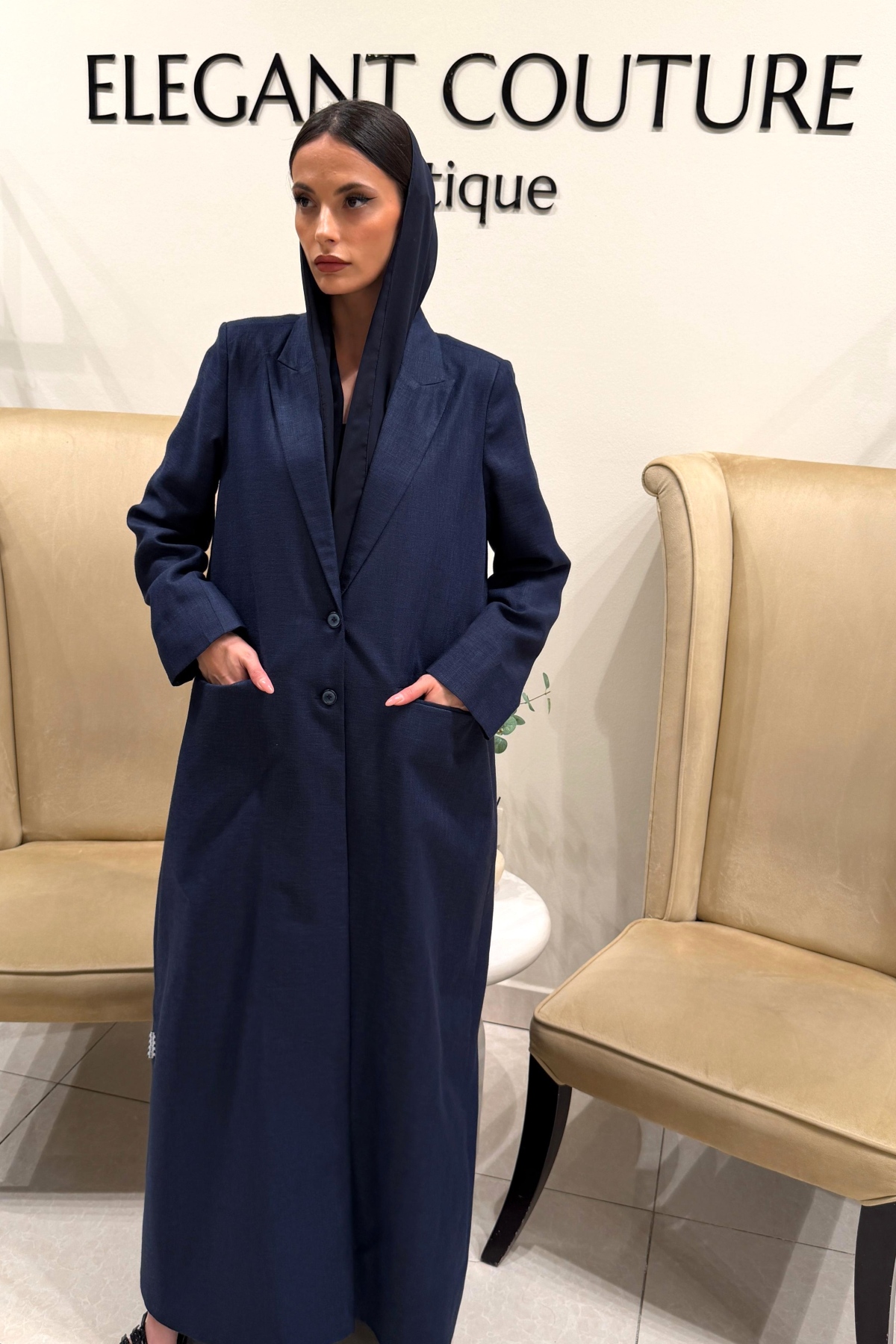 BLUE BLAZER BUTTON ABAYA