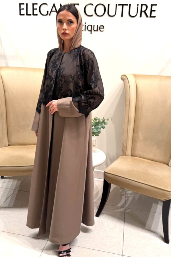 BROWN WITH HALF DANTEL ABAYA