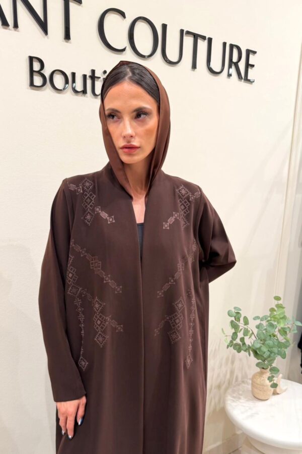 BROWN EMBROID ABAYA