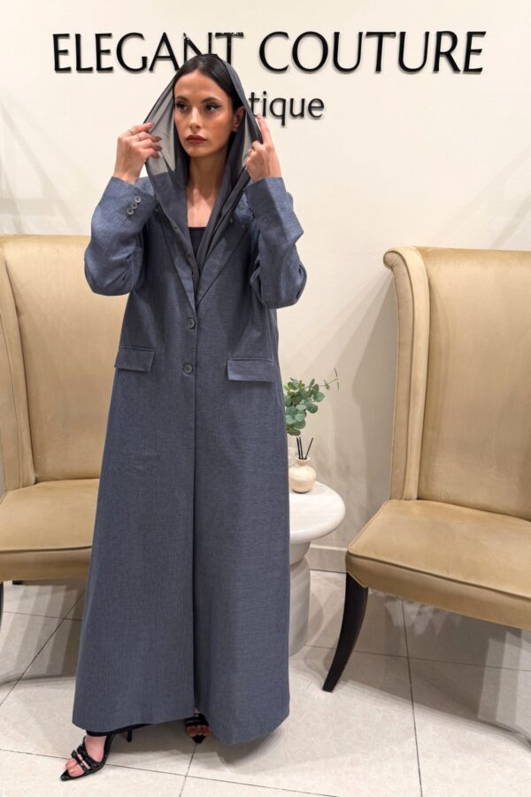 GREY BLAZER BUTTON ABAYA