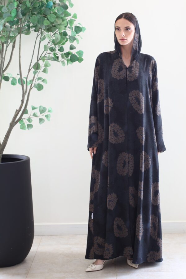 BLACK WITH BLUE PRINTED ABAYA