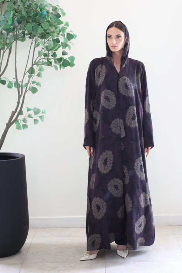 BLACK WITH PURPLE PRINTED ABAYA