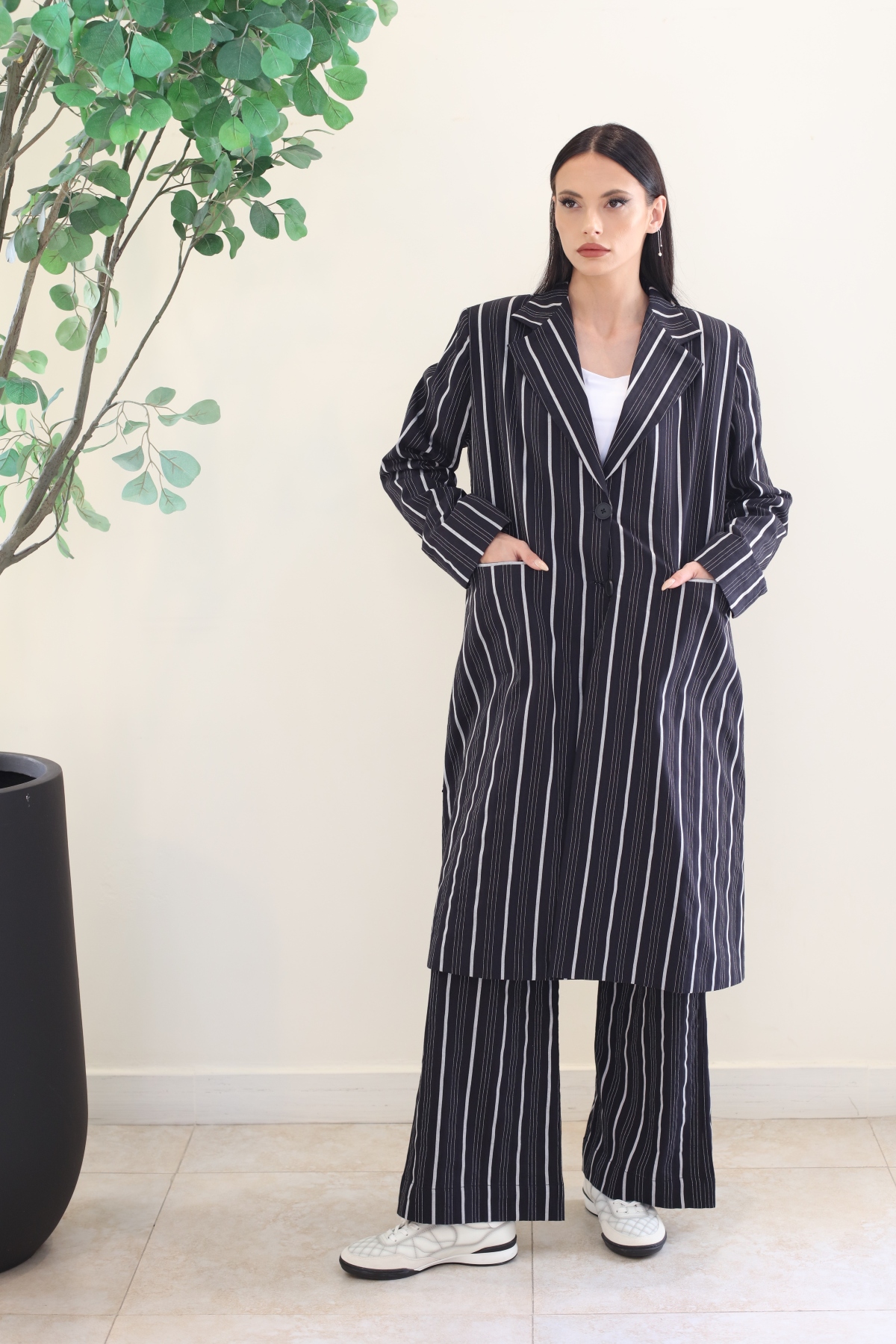 BLUE STRIPE JACKET & PANT SET