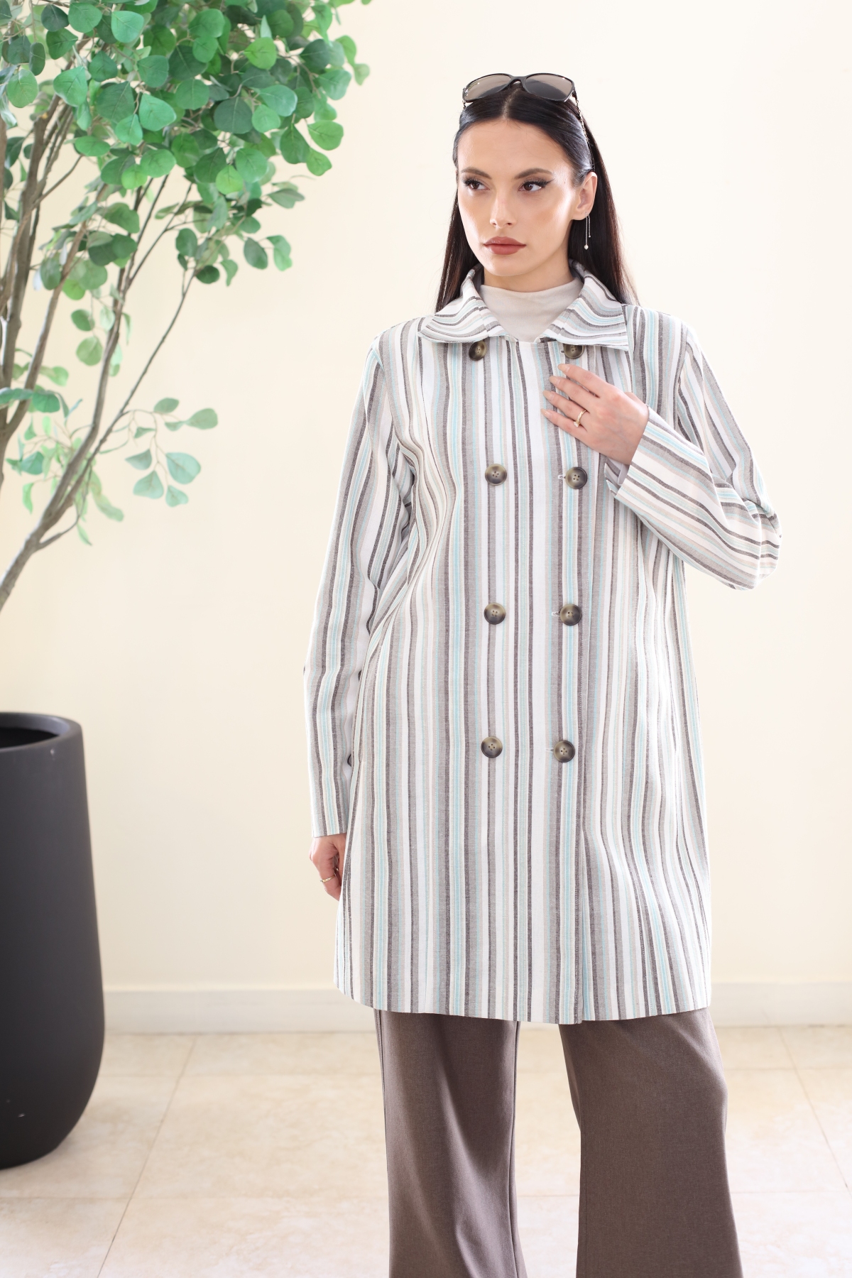 BEIGE BROWN STRIPE JACKET