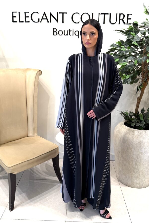 BLACK AND WHITE STRIPE CHIFFON