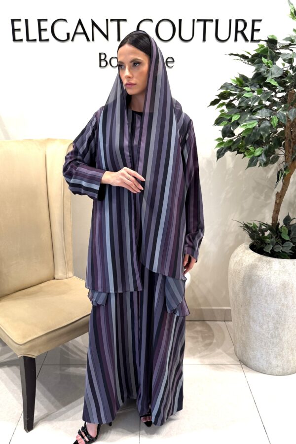 PURPLE STRIPE SHIFFON