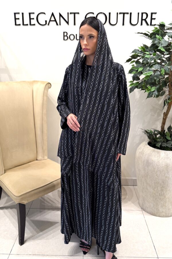 BLACK CHAIN PRINT CHIFFON