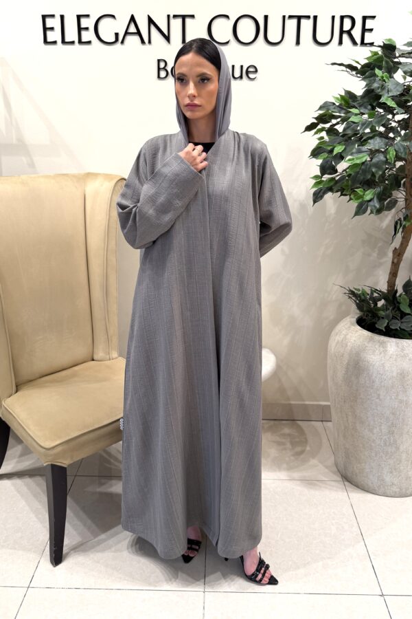 LIGHT GREY STRIPE ABAYA
