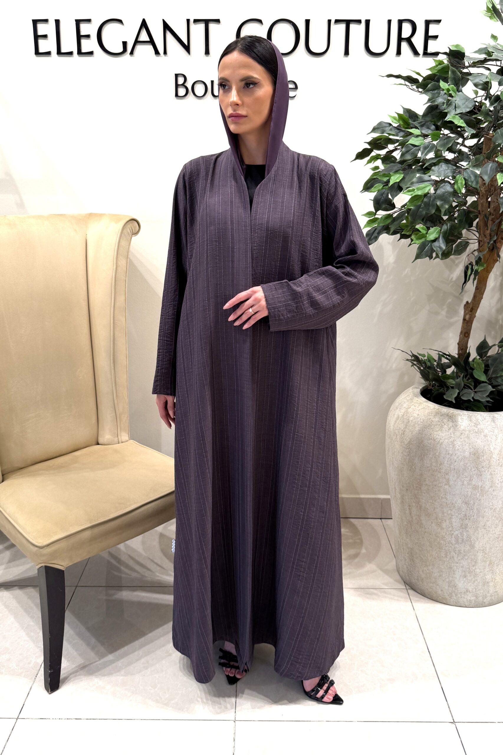 PURPLE STRIPE ABAYA