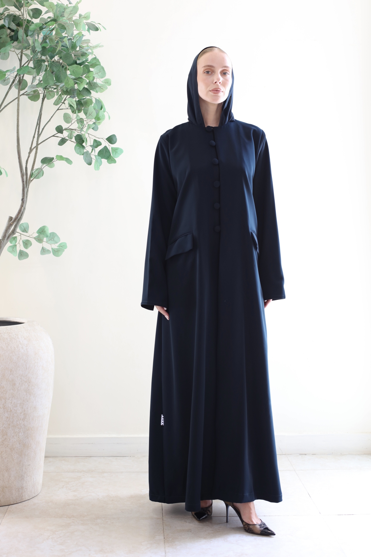 BLUE WITH BUTTON ABAYA