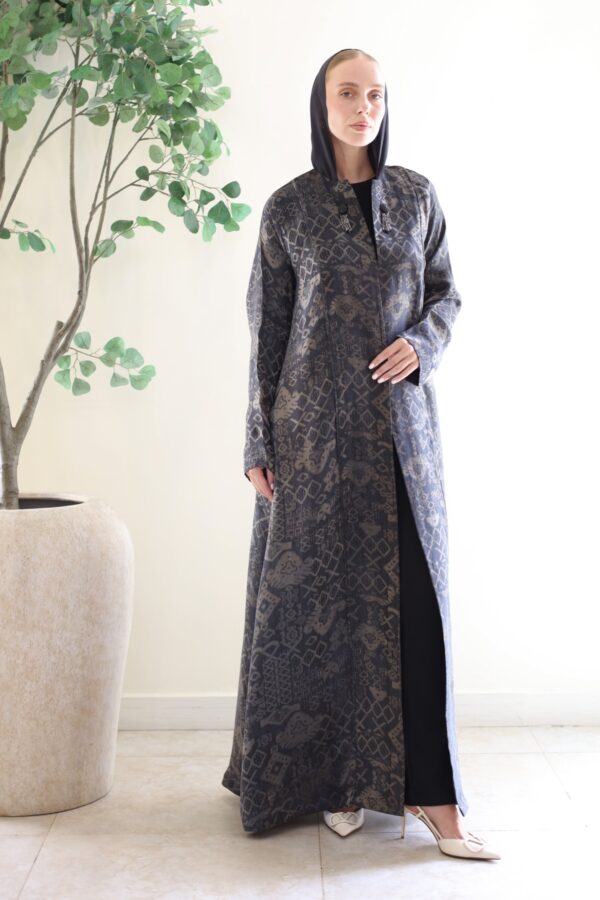GREY WITH BUTTON AND KARKUSA ABAYA