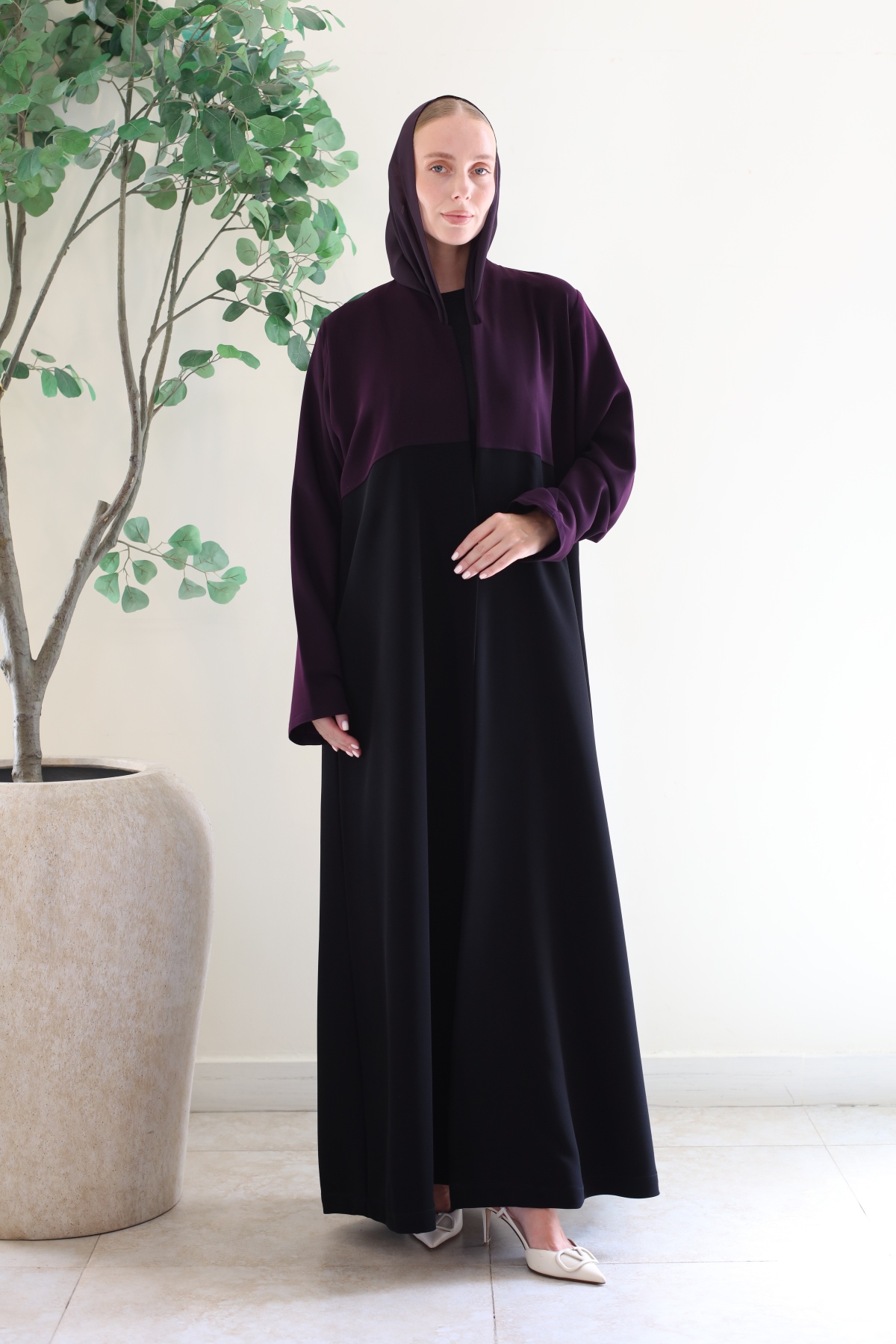 PURPLE WITH BLACK ABAYA