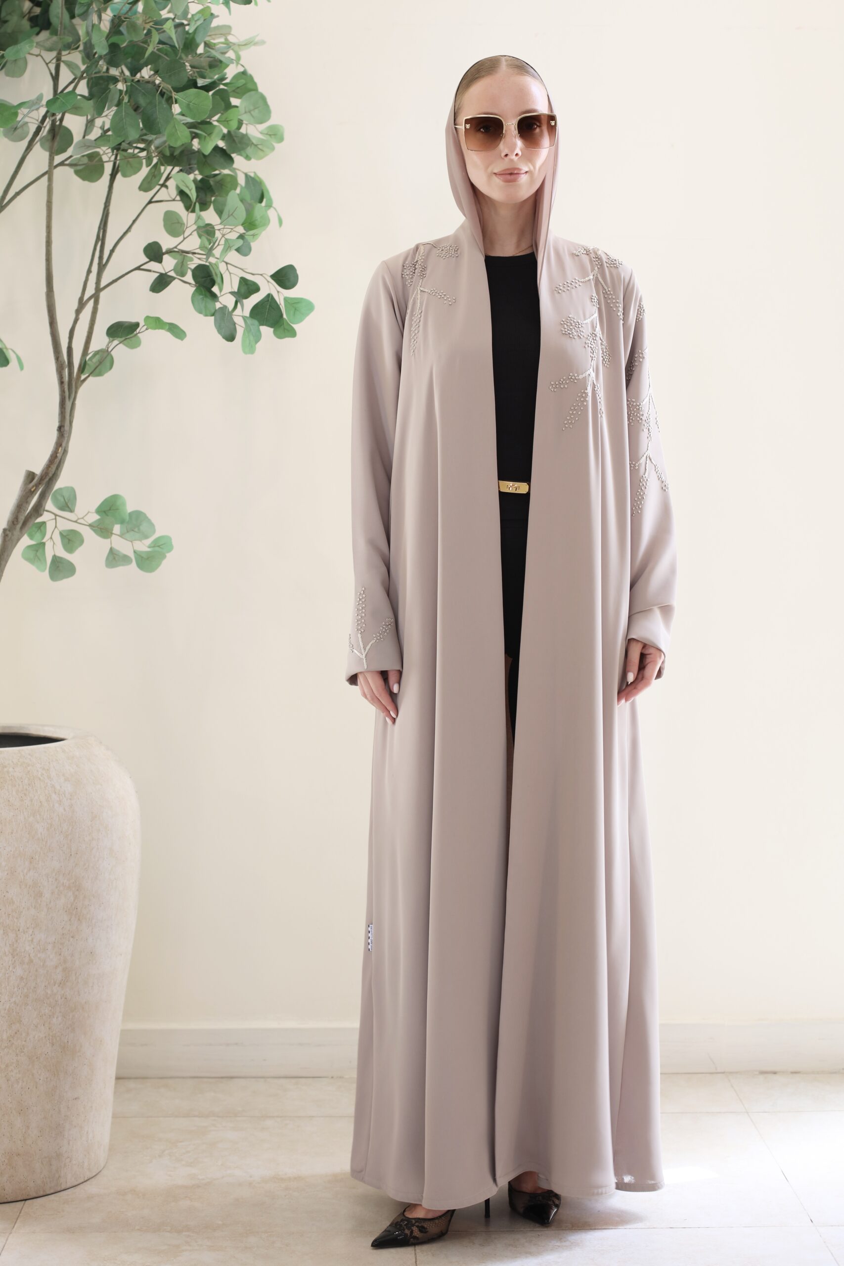 BEIGE WITH EMBROIDERY ABAYA