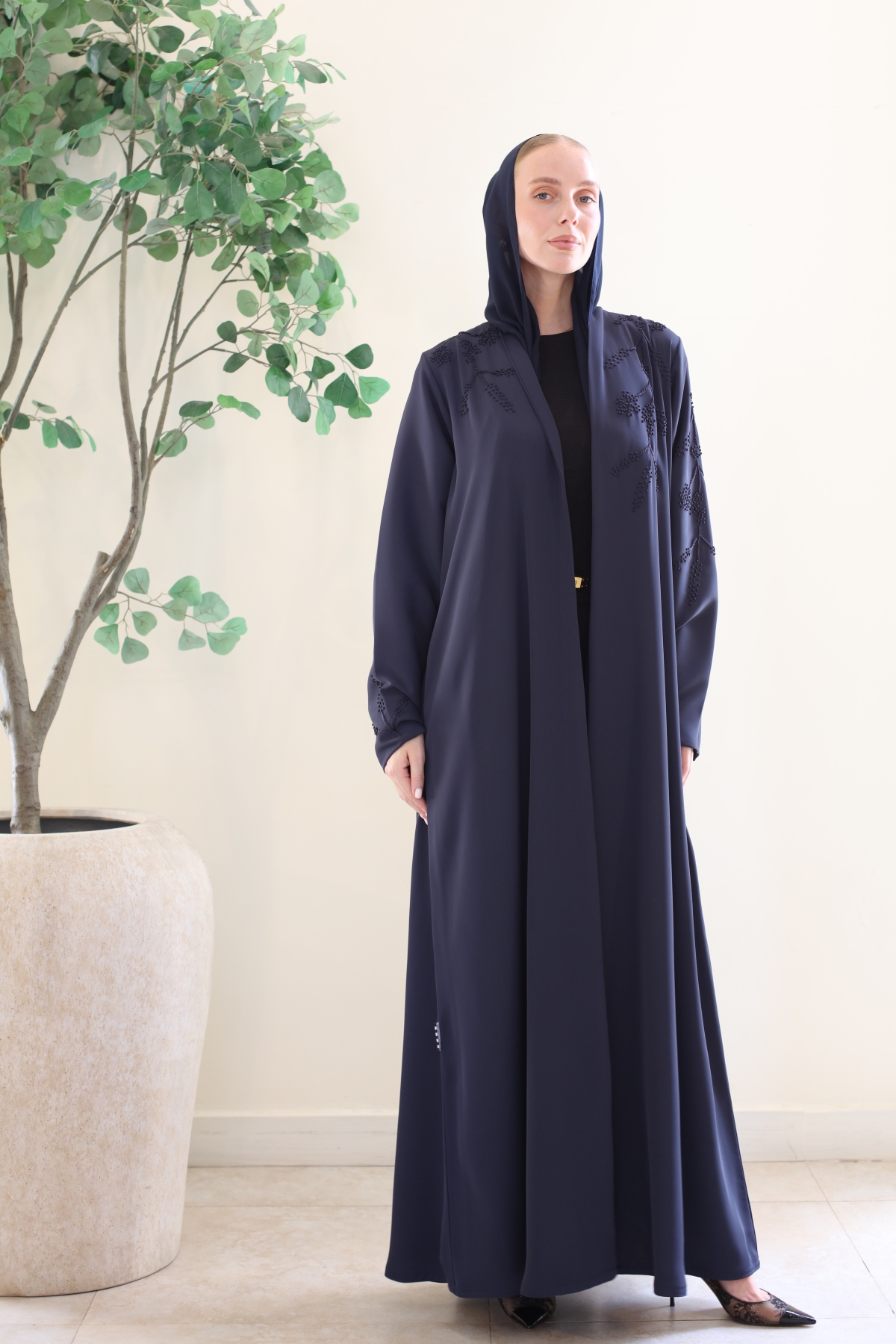 BLUE WITH EMBROIDERY ABAYA