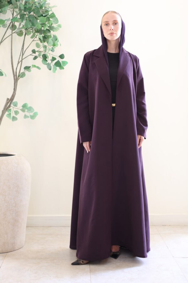 PURPLE COLLAR WITH THREAD LINE ABAYA