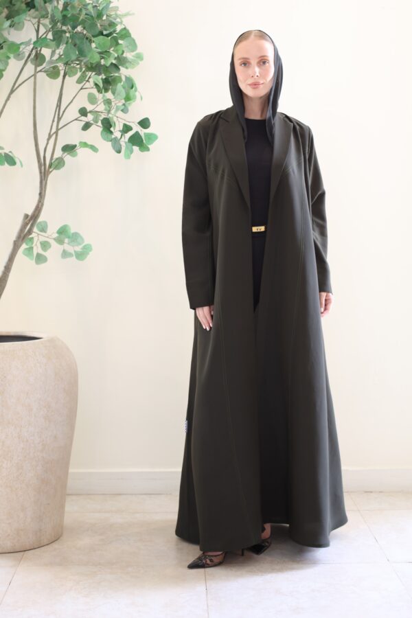 GREEN COLLAR WITH THREAD LINE ABAYA